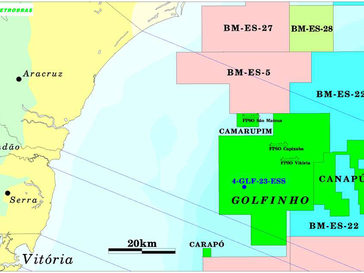 Polo Golfinho e Polo Camarupim, no offshore da Bacia do Espírito Santos, são colocados à venda pela Petrobras