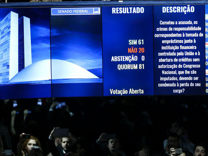 Por 61 votos a 20, Senado aprova impeachment e Dilma é afastada definitivamente