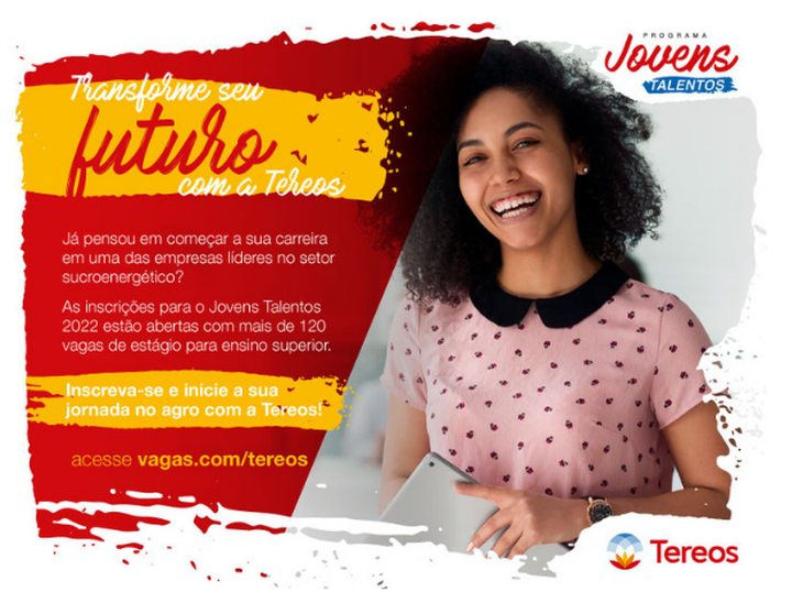 Tereos abre mais de 100 vagas de estágio no programa Jovens Talentos 2022