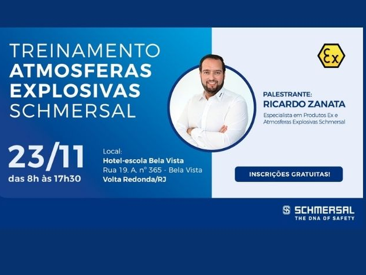 Schmersal promove treinamento gratuito sobre atmosferas explosivas Ex em Volta Redonda
