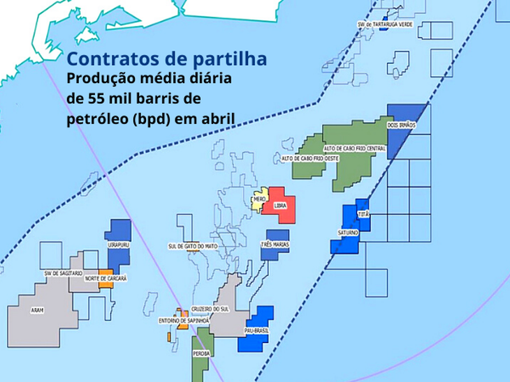 Produção dos contratos de partilha registrou média diária de 55 mil barris de petróleo em abril 