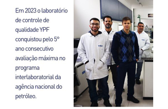 Pelo 5° ano consecutivo, laboratório da YPF Brasil atingem nota máxima de desempenho ANP